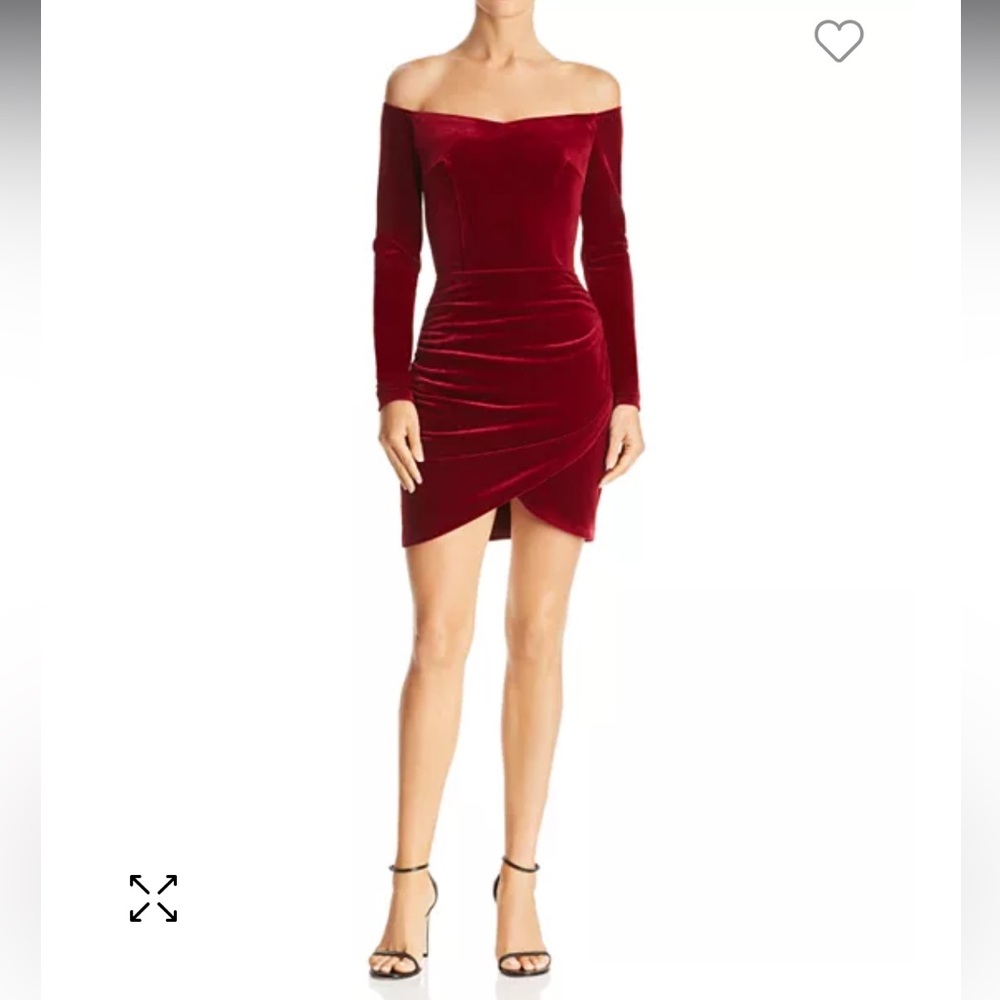 Aqua Bloomingdales Ruched Off-the-Shoulder Velvet Dress